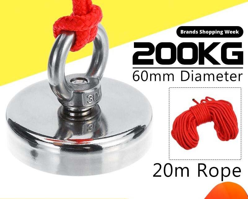 200Kg D60mm Strong Neodymium Ring Magnet Fishing Magnet Magnetic ...